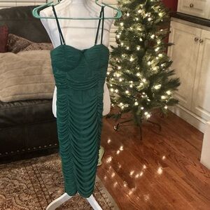 Club L London Teal/green Ruched Midi Dress
